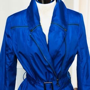 COBALT BLUE ANDREW MARC ZIPPERED TRENCH COAT